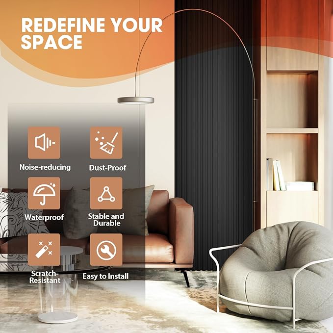 OUZUGIE WPC Acoustic Slat Wall Paneling, Living Room, TV Background, Study Room - Image 6