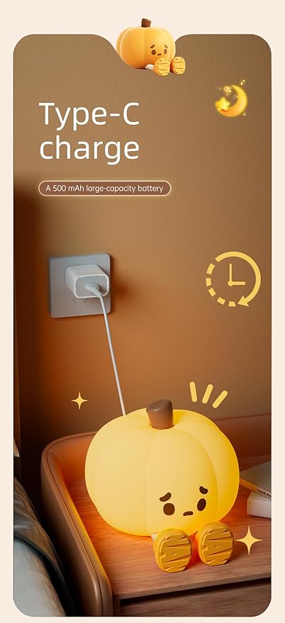 ATSUI Pumpkin Night Light, Halloween LED Squishy Novelty Lamp, Food Grade - Image 5