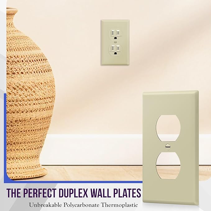 Enerlites 8821-I Duplex Receptacle Outlet Wall Plate, Standard Size 1-Gang - Image 3