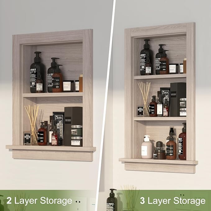 Recessed Medicine Cabinet, Fully Assembled Recessed Wall Niche, Waterproof in - Image 7