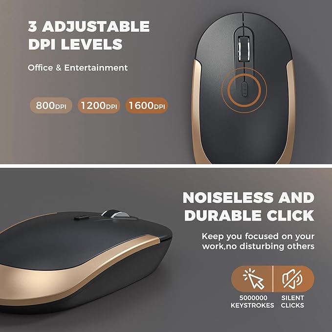 Wireless Keyboard and Mouse, Vssoplor 2.4GHz Rechargeable Compact Quiet - Image 5