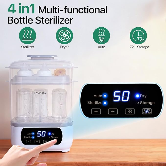Freebaby Baby Bottle Steamer and Dryer, All-in-One Sterilizer and Dryer - Image 4