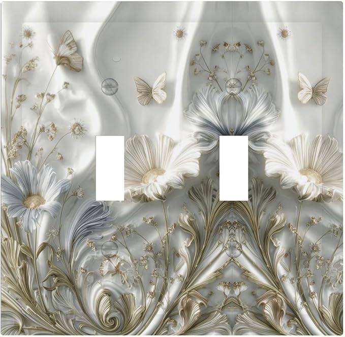 Bvtewkhz Boho Floral Wild Flower 2 Gang Double Toggle Decorative Light Switch by Unknown