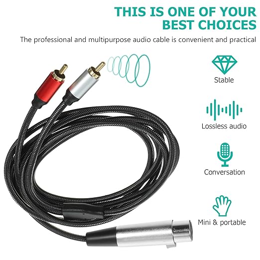 SEWCHICS XLR Female to Dual RCA Audio Splitter Cable 2m Microphone Signal Patch - Image 5