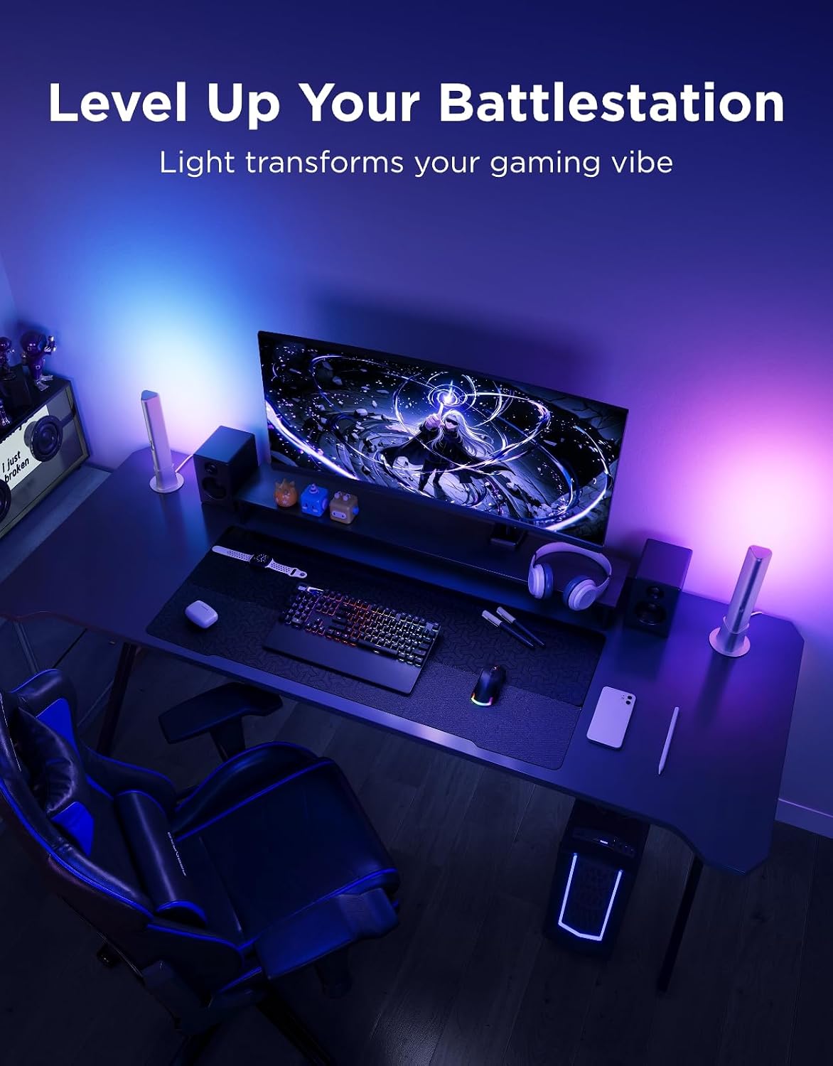 Govee Smart Light Bar, RGBICWW TV Lights for Living Room, Gaming, Silver | Compatible with SmartThings, Matter, Alexa, LED Light Bar with Scene and Music Modes for Living Room, Gaming, PC, App Control