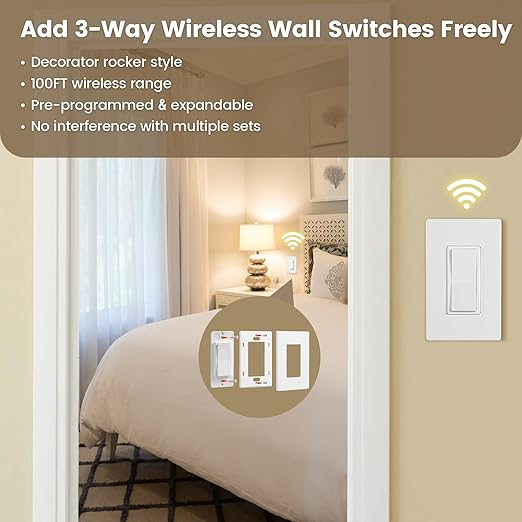 SURAIELEC 3 Way Wireless Light Switch, Remote Control Outlet, Decorator Rocker - Image 2