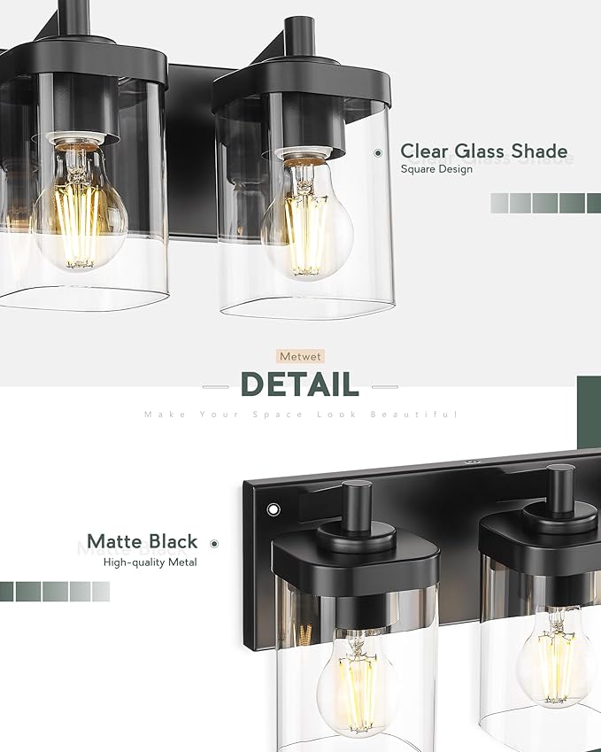METWET Bathroom Light Fixtures, 5-Light 30" Vanity Light - Image 3