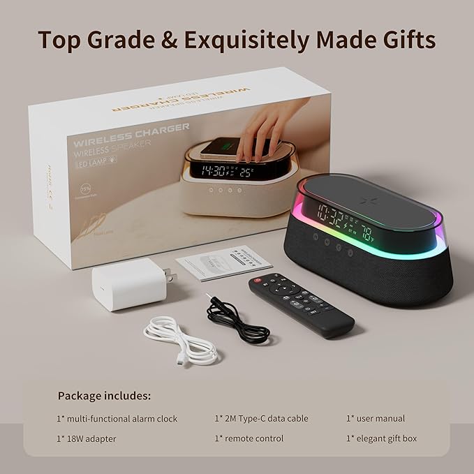 KUANGXIANG 6-in-1 Bluetooth Speaker Alarm Clock - Image 4