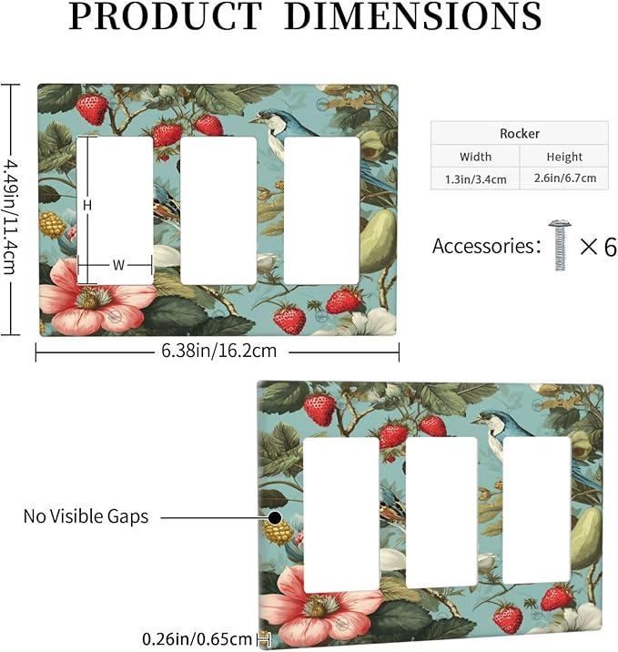 Bvtewkhz William Morris Flower 3 Gang Triple Rocker Wall Plate Cover Decorative - Image 4