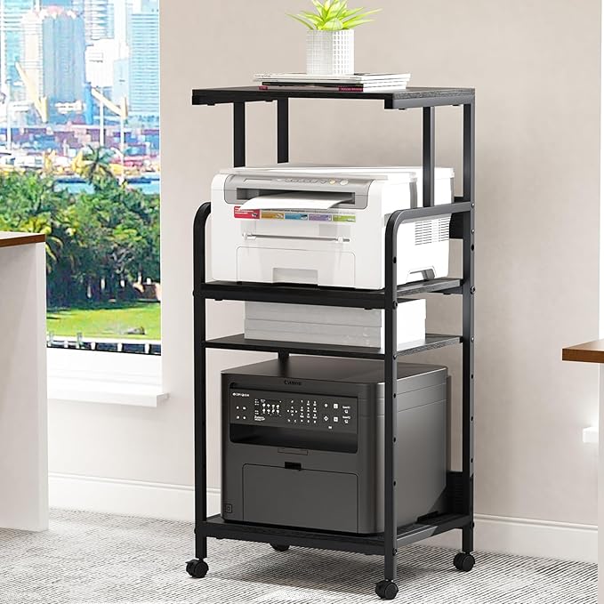Arbuxzuy 4 Tier Stand with Storage Shelf, Tall Mobile Printer Table by Arbuxzuy