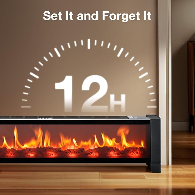 Air Choice 33” Baseboard Heater, 1500W Fireplace Heater - Image 7