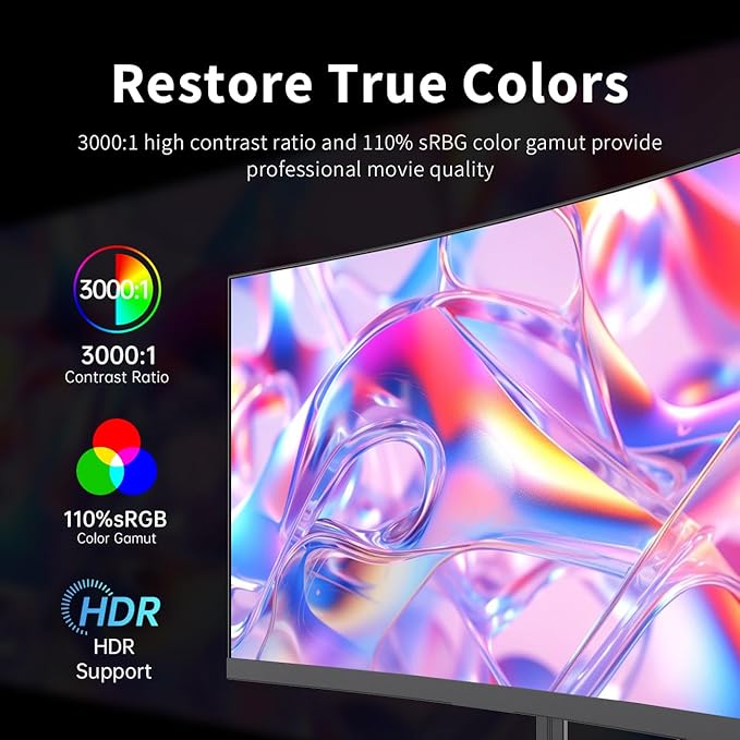 KTC 24 Inch Curved Gaming Monitor, 180Hz FHD 1080P Frameless Computer Monitor - Image 3