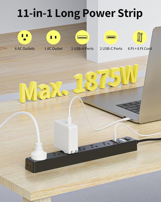 2 Pack Power Strip Surge Protector - Image 2