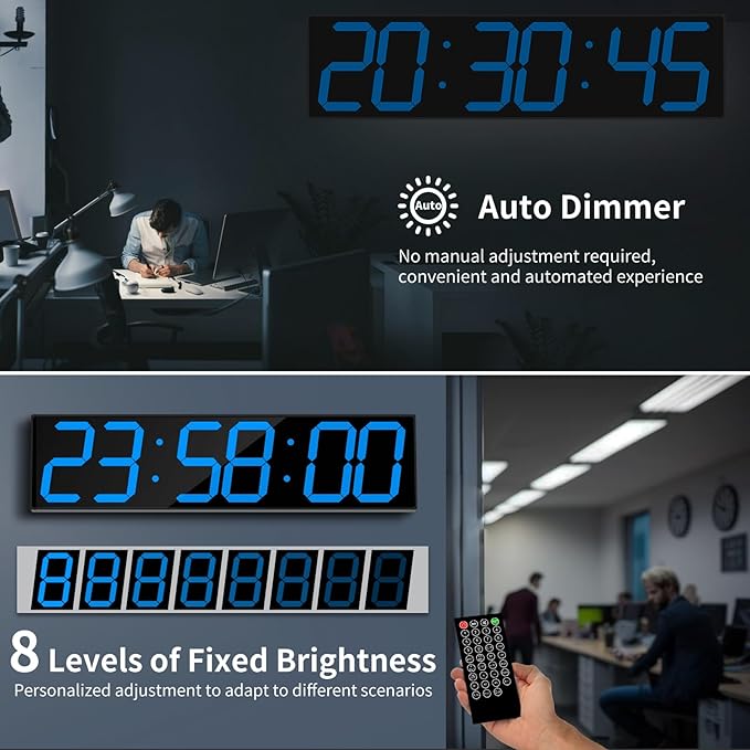 CHKOSDA 28.4''Large Digital Wall Clock, Automic Digital Clock - Image 4