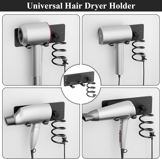 Tindbea Hair Dryer Holder + Curling Iron Holder, Blow Dryer Holder Wall Mount - Image 5