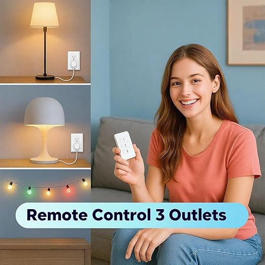 LoraTap 656ft Wireless Wall-Switch: Remote Control Outlet 3 Pack — Lights & - Image 3