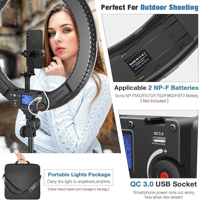 IVISII 19 inch Ring Light with Remote Controller and Stand ipad Holder - Image 4