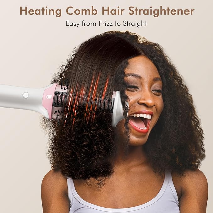 2-in-1 Blow Dryer Brush & Hair Straightener, Ionic & Ceramic Thermal Brush - Image 3