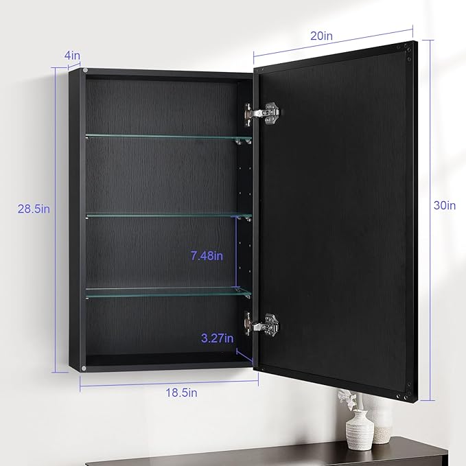 Medicine Cabinet with Mirror, 20x30 Inch Rectangle Wall Mounted Bathroom Vanity - Image 2