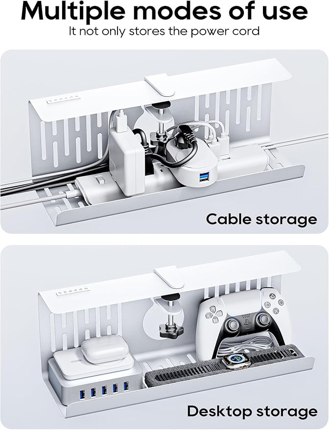 NODOCA No Drill Under Desk Cable Management Tray, Punch-Free Clamp on, Metal - Image 6