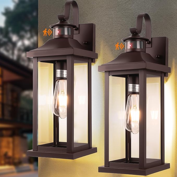 Roravilila Dusk to Dawn Motion Sensor Outdoor Lights Oil Rubbed Bronze 2-Pack - Image 6