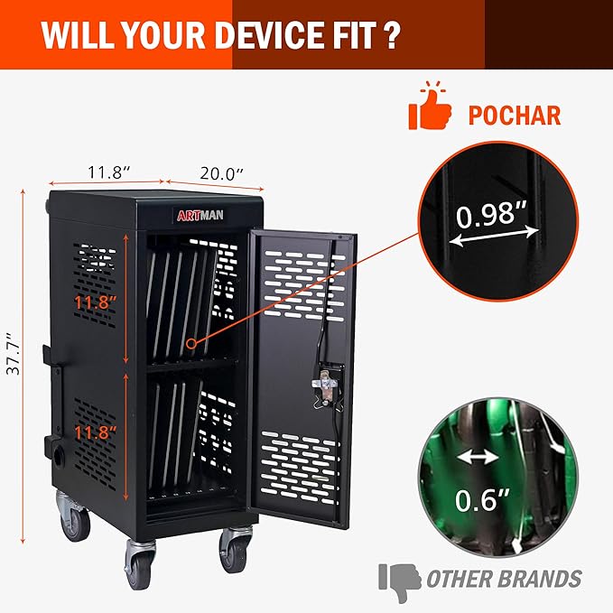 Aokleo Laptop Charging Cart, 16 Devices Tablet Storage Carts - Image 7