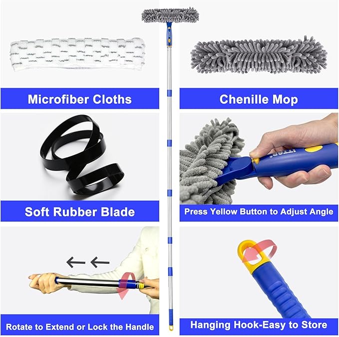 ITTAR Professional Window Cleaning Squeegee Kit, 7.15 Ft High Reach Cleaner Tool - Image 5