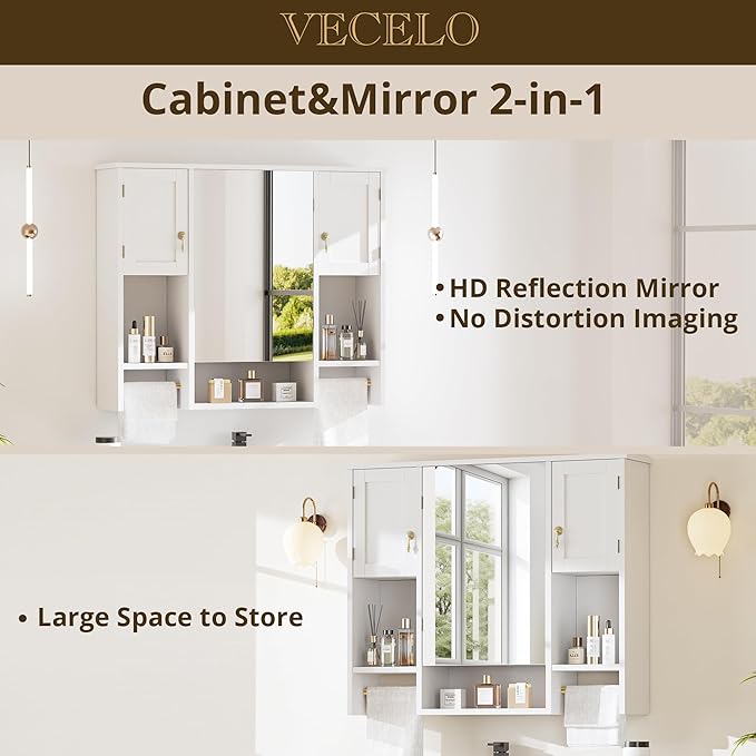 VECELO Bathroom Wall Cabinet - Image 5