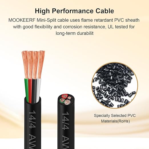 MOOKEERF 14/4 AWG Mini-Split Cable - 50FT 14 AWG 4 Conductor Control Cable 300V - Image 7