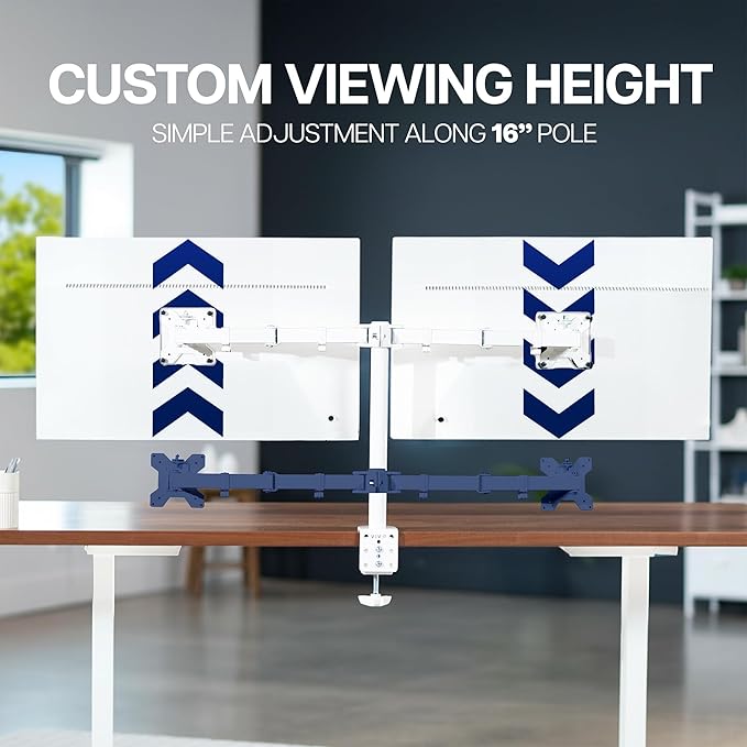 VIVO Dual Monitor Desk Mount, Heavy Duty Fully Adjustable Stand, Fits 2 LCD LED - Image 5