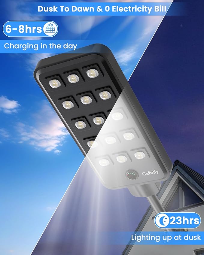 Gefolly G-15000W Solar Street Light Outdoor, Wide Angle Commercial Parking Lot - Image 2