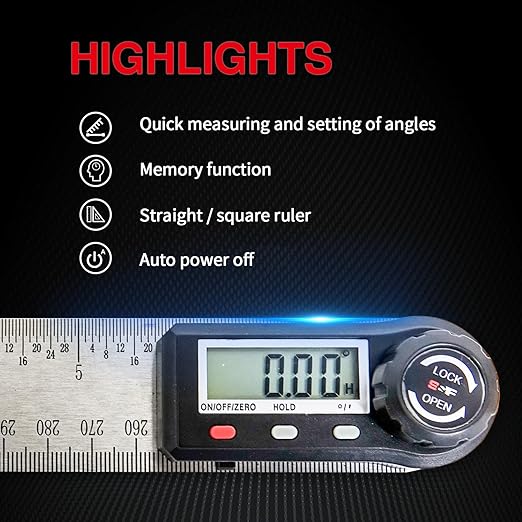 Angle Finder Tool Digital 7 Inch / 200 mm Stainless Steel DPRAF-7-B, Digital - Image 3