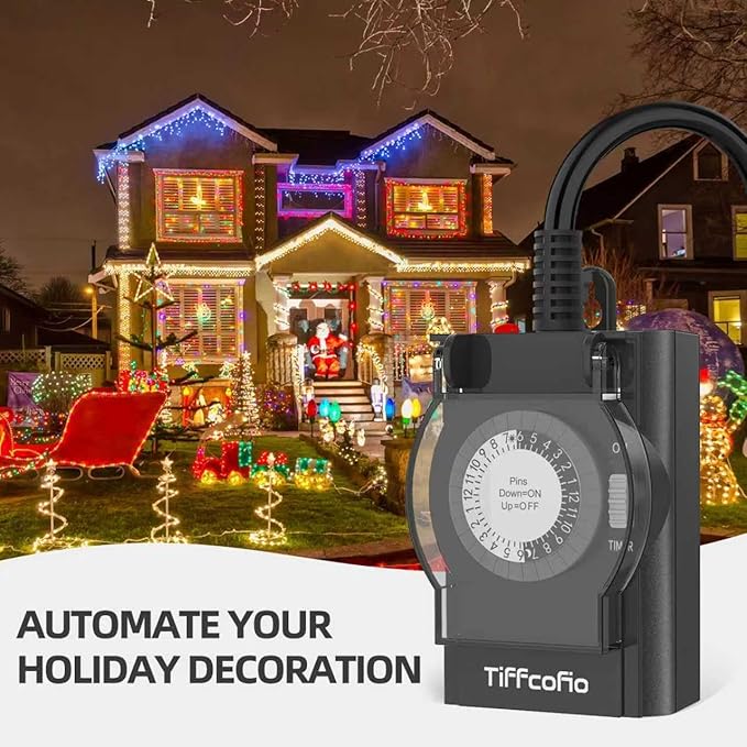 Outdoor Timer Outlet Waterproof, 24 Hour Mechanical Light Timer Outdoor - Image 6