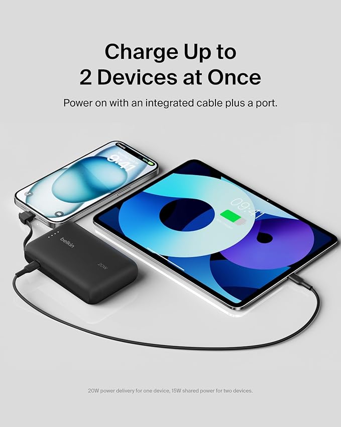 Belkin Portable Charger, Power Bank 10000 mAh w/Integrated Cable - 20W Fast - Image 7