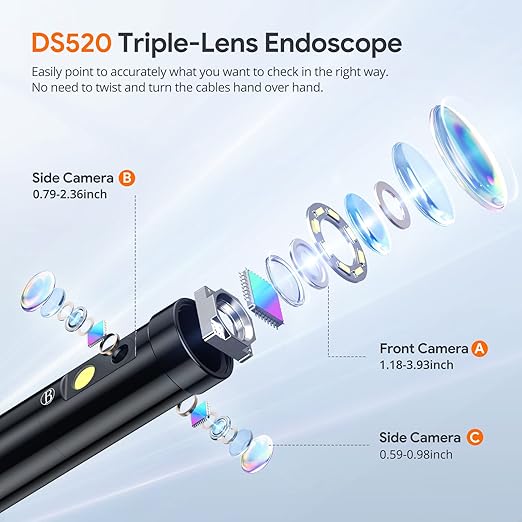 Triple Lens Borescope Tool, DEPSTECH 5" IPS Screen Endoscope Camera - Image 4