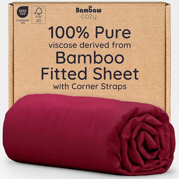 Bambaw 100% Viscose Derived from Bamboo Fitted Sheet Queen Size, Cooling Fitted by Bambaw