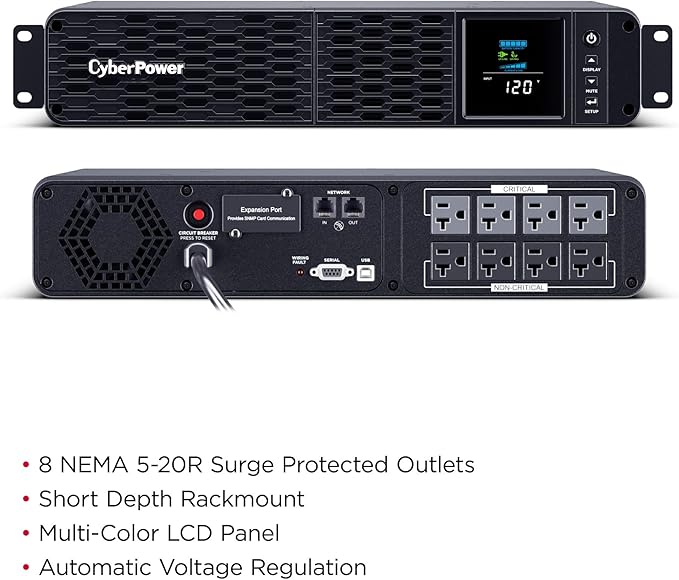 CyberPower CP2000PFCRM2U PFC Sinewave UPS Battery Backup and Surge Protector - Image 3