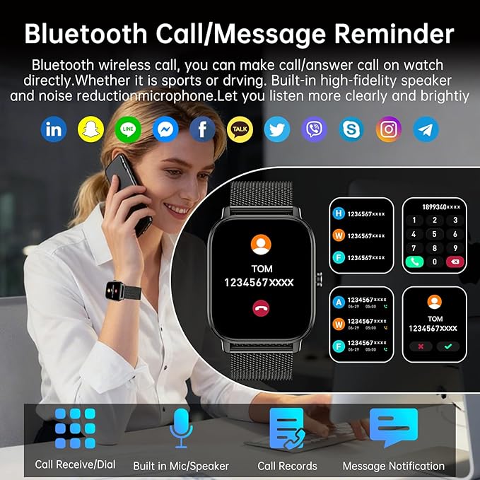 Smart Watch for Men Women Fitness: Waterproof Make Answer Call Running - Image 2