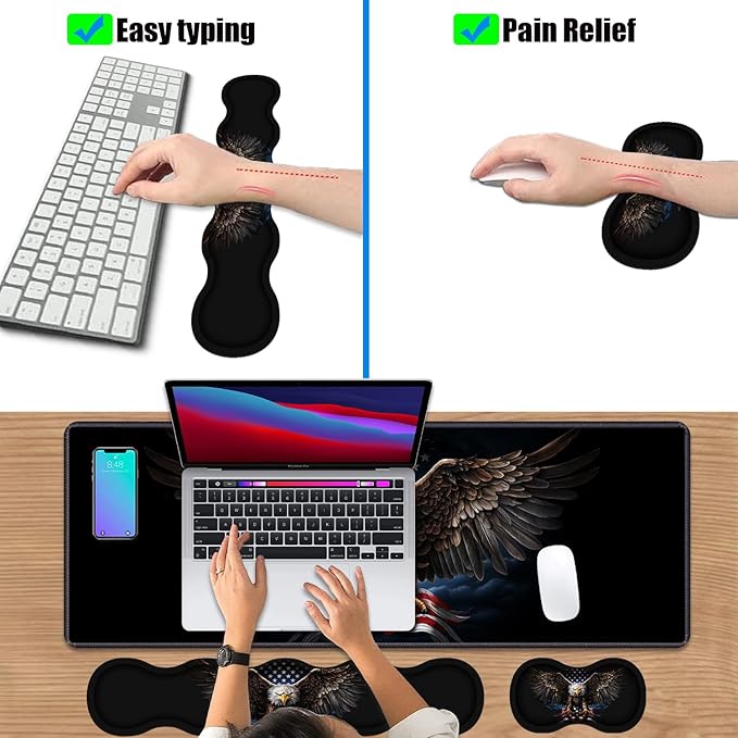 4 in 1 Ergonomic Keyboard Wrist Rest & Mouse Pad Wrist Rest Set, Large XXL - Image 6