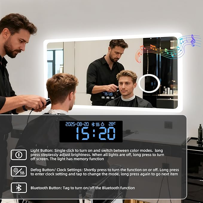 LUVODI Bathroom LED Wall Mirror: 48x24 inch Rectangle Makeup Vanity - Image 5