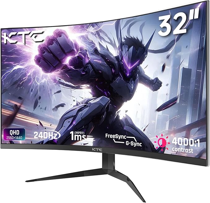 KTC 32Inch 240Hz Curved Gaming Monitor, 1000R VA, 4000:1 Contrast, Support by KTC
