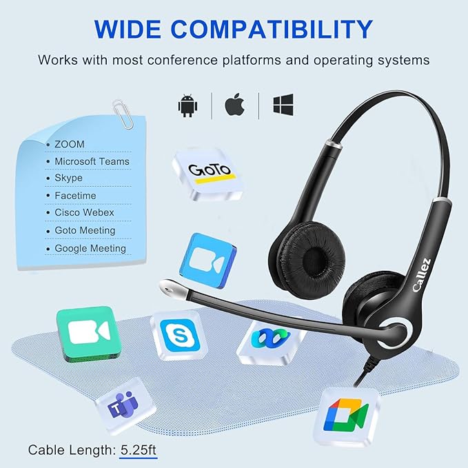 Callez Computer Headset, 3.5mm Cell Phone Headset - Image 4