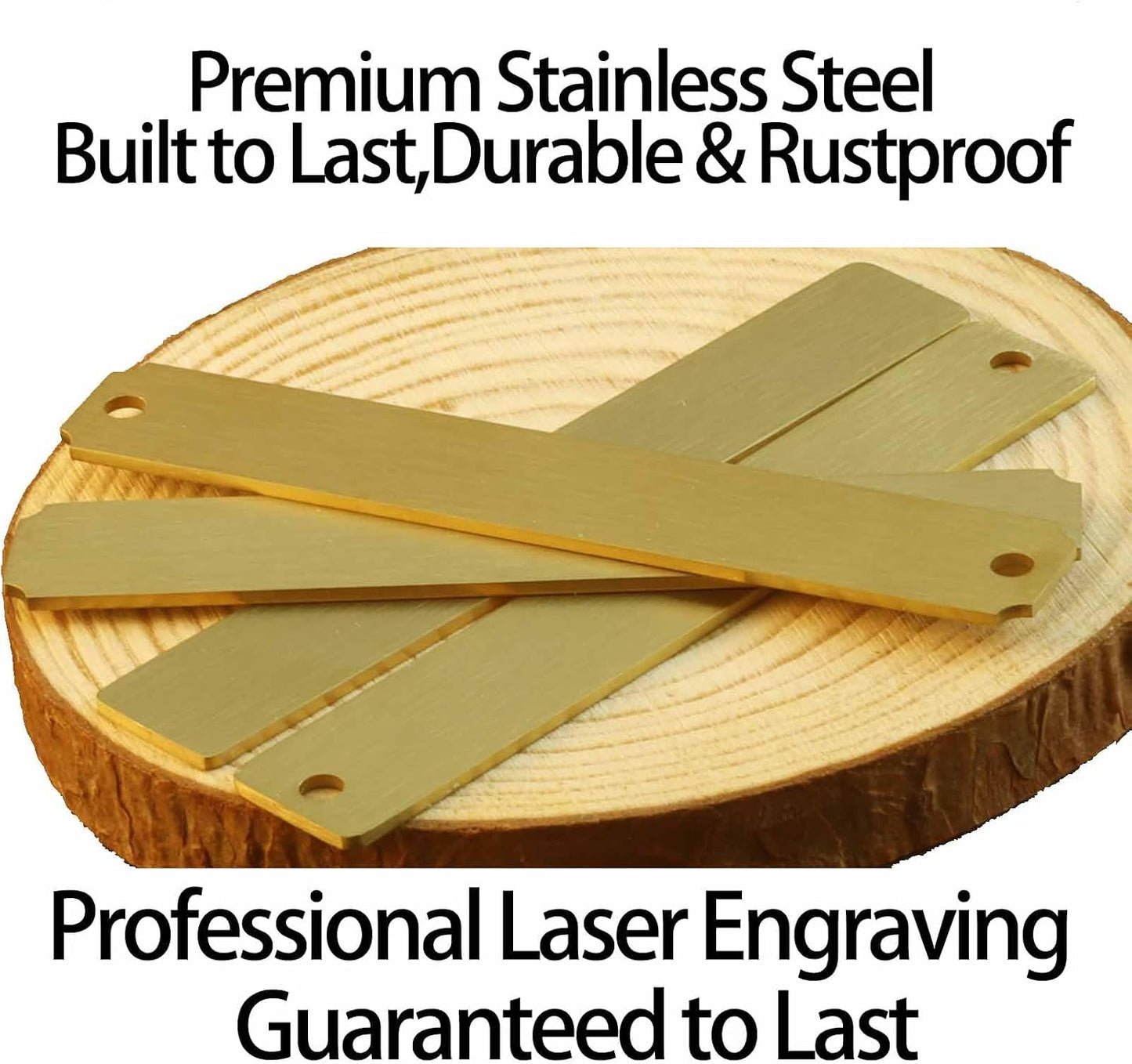 Engraved Custom Name Plate,Brushed Stainless Steel Personalized Name Plaque,Metal Engraving Custom Name Plate with Adhesive Backing or Screws for URN,Trophy, Picture Frame (Small-Gold)