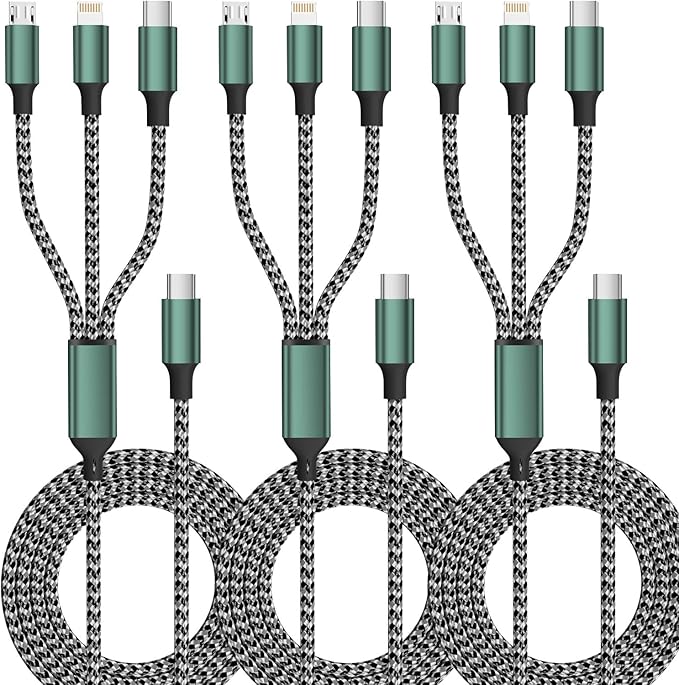 USB C Multi Charging Cable, 3 in 1 Charging Cable Nylon Braided Universal by Firsting