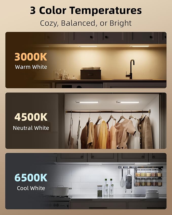 EZVALO 5 Pack Under Cabinet Lighting, 2400mAh Rechargeable Motion Sensor Light - Image 7