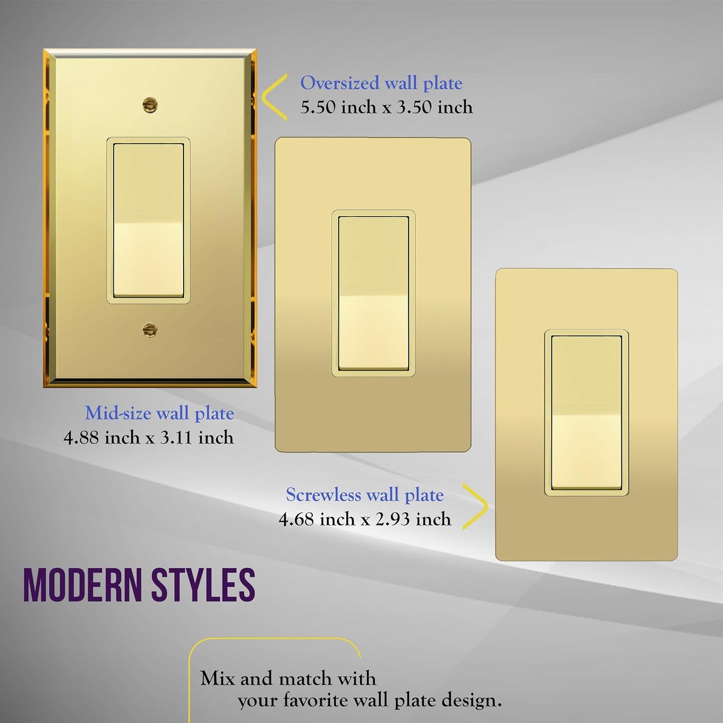 ENERLITES Gold 4-Way Decorator Paddle Rocker Light Switch, 15A, 2 Pack | Four Way Decorative Switch, 120V/277V, Clamp Down Wiring, Grounding Screw, Residential Grade, Gloss Finish, UL Listed