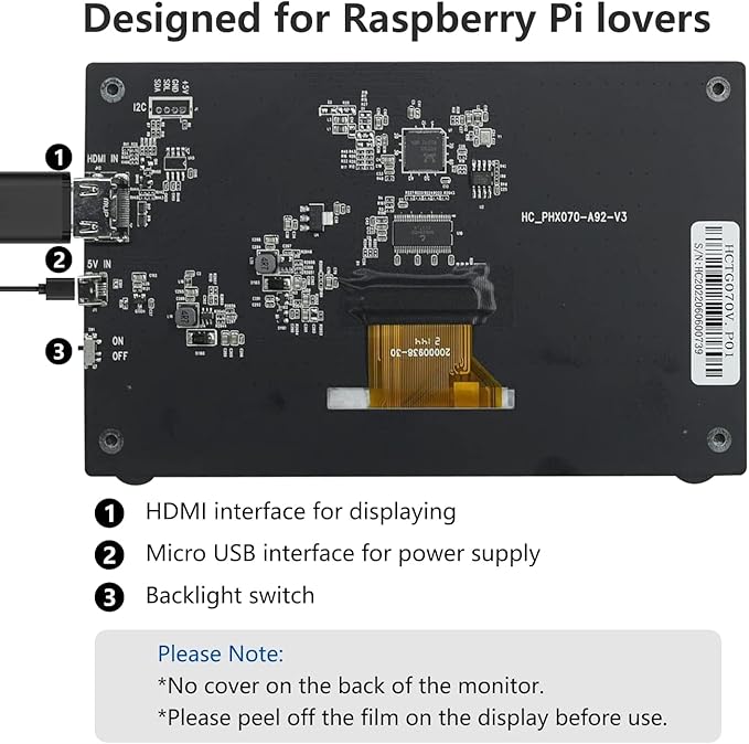 HAMTYSAN Raspberry Pi Screen 7 Inch HDMI Monitor 800x480 LCD Screen Display - Image 6
