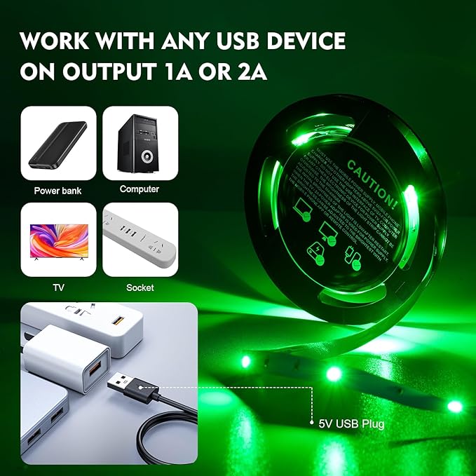 Timelux USB 32.8ft LED Strip Lights Color Changing LED Tape Lights - Image 3