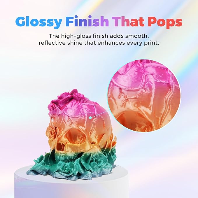 FLASHFORGE Silk PLA Filament 1.75mm Ranbow Candy, 3D Printer Filament 1kg Spool - Image 4