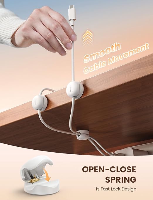 Lamicall Cord Organizer, Spring Cable Management Clips - Image 3